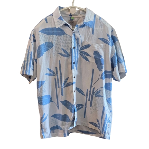 Quiksilver Other - Quiksilver Waterman Men's XL Blue on White Printed Botanical Tropical Shirt